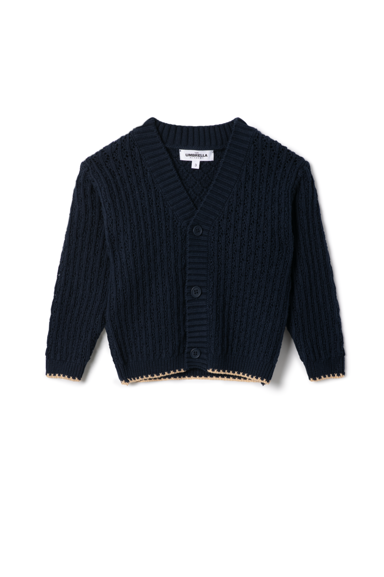 Textured Knit Cardigan Navy