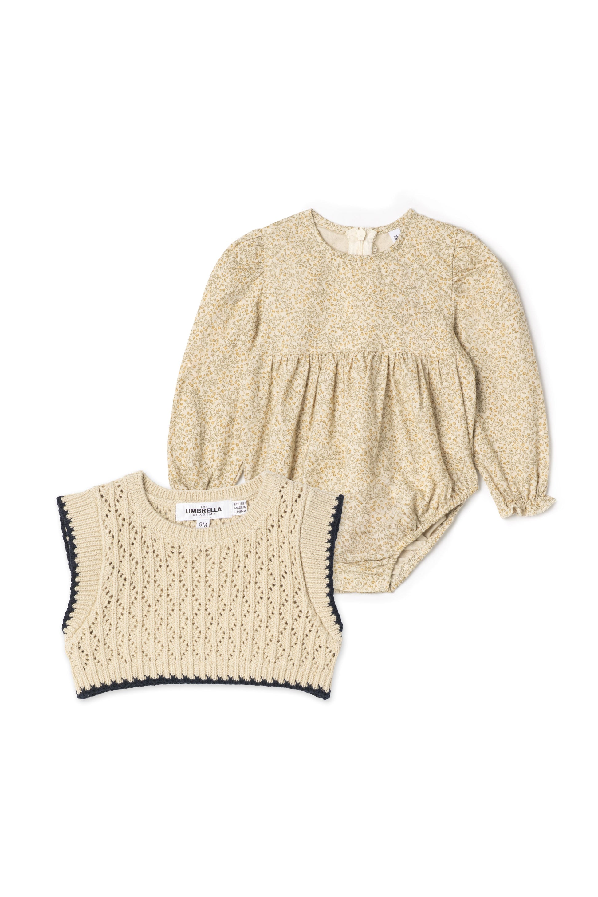 Woven Bubble Vest Set Beige