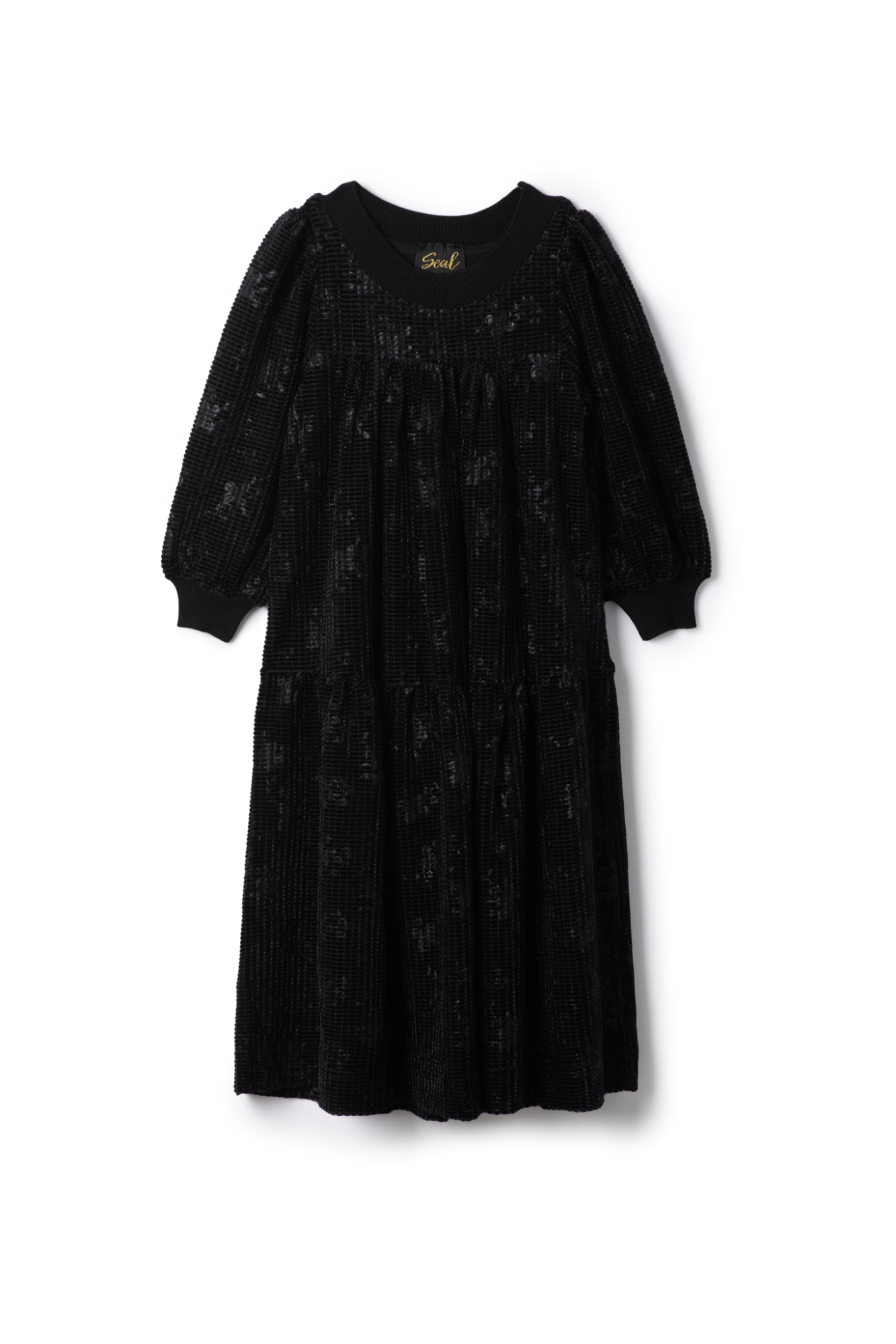 Tiered Velour Robe Black
