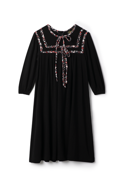 Floral Binding Robe Black