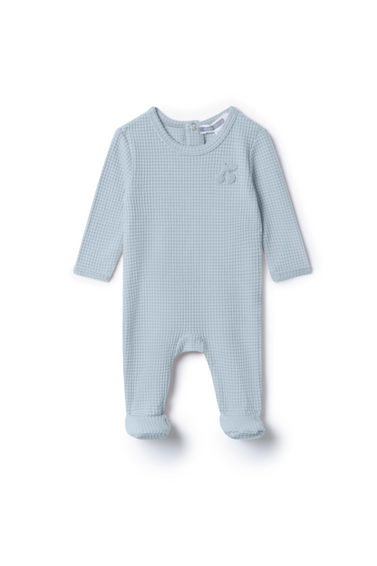 Stripped Hook Stitch Applique Onesie Blue