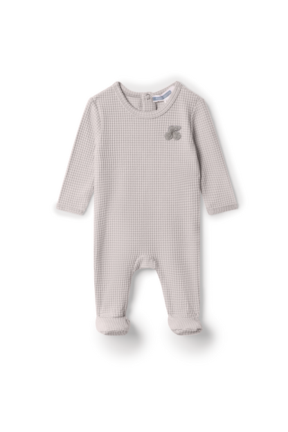 Stripped Hook Stitch Applique Onesie Grey