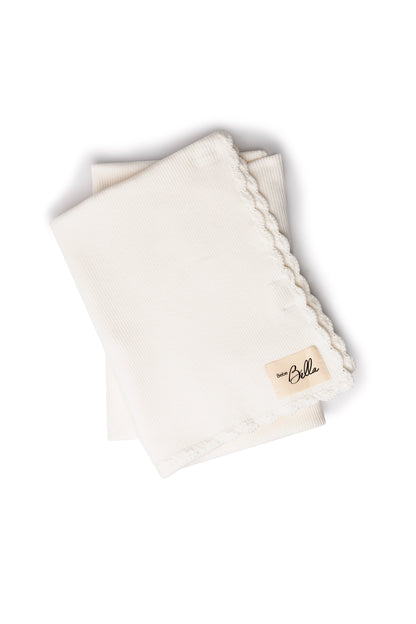 Crochet Trim Blanket White One Size