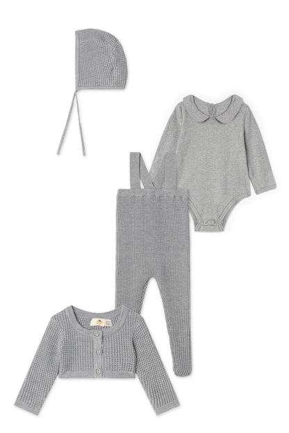 Waffle Knit Overall Set Grey Mix