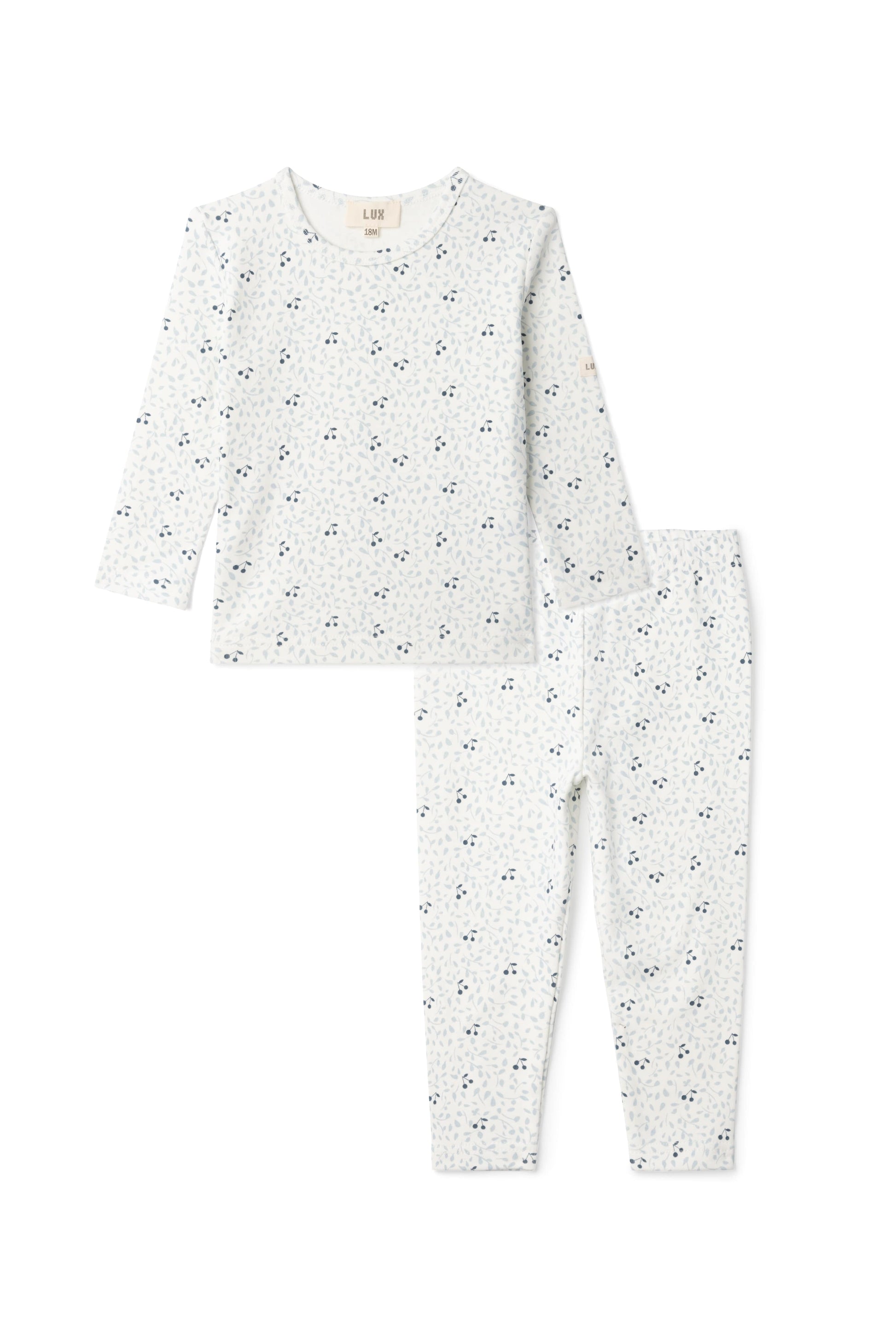 Branch and Cherry Print Set Off White Blue