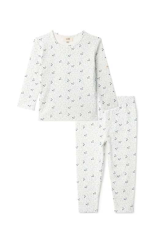 Branch and Cherry Print Set Off White Blue