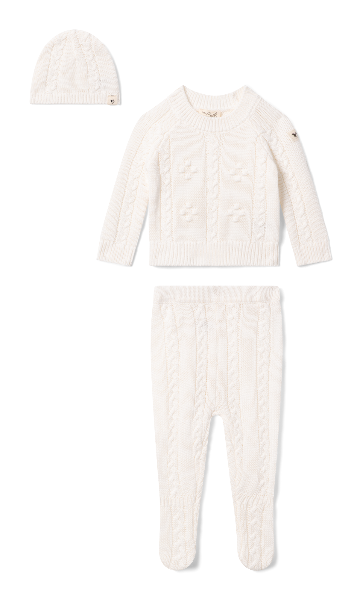Braided Pointelle Knit Set White