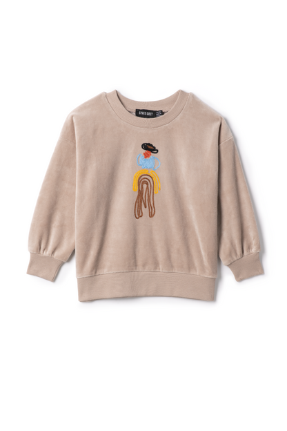 Cowboy Embroidered Sweatshirt Beige