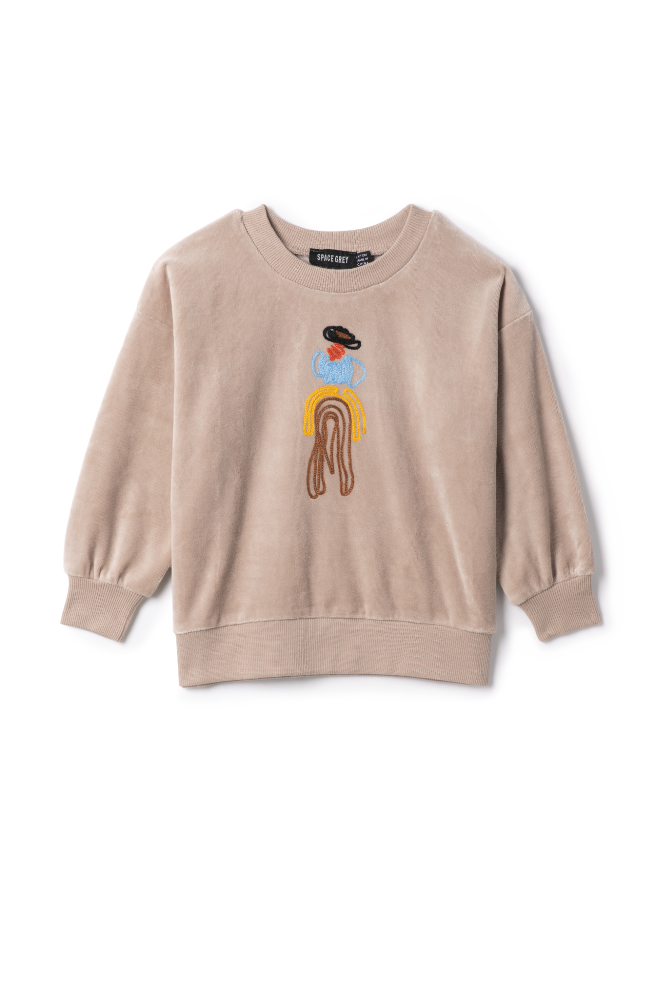 Cowboy Embroidered Sweatshirt Beige