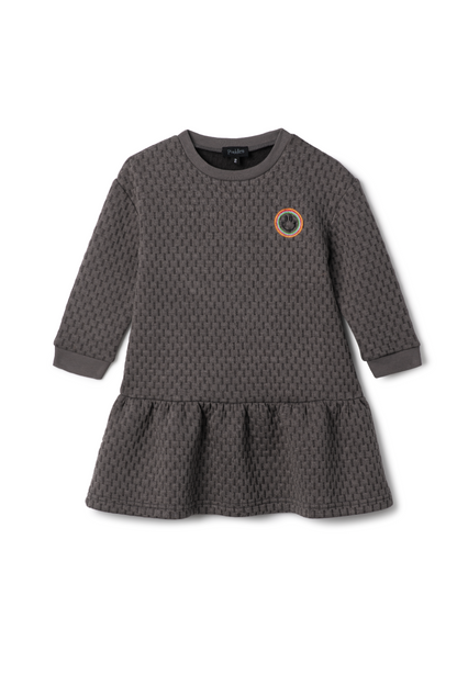 Quilted Smiley Love Dress Charcoal