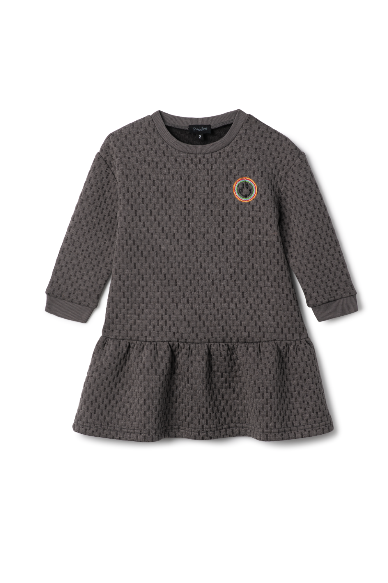 Quilted Smiley Love Dress Charcoal