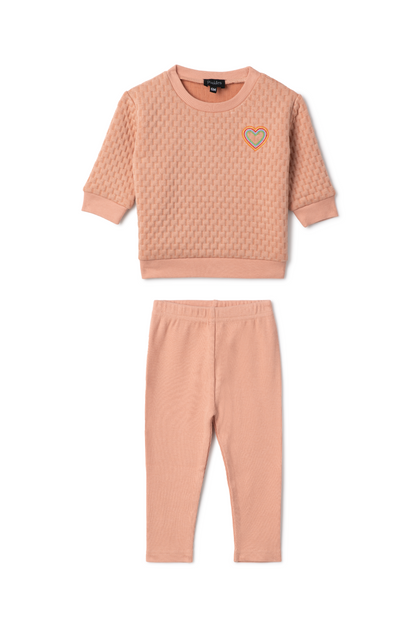 Quilted Smiley Love 2Pc Set Pink