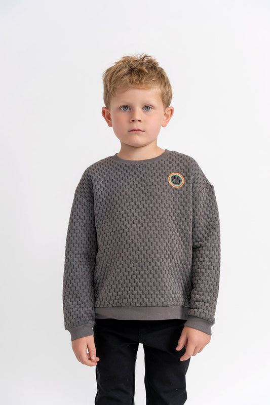 Quilted Smiley Love Sweatshirt