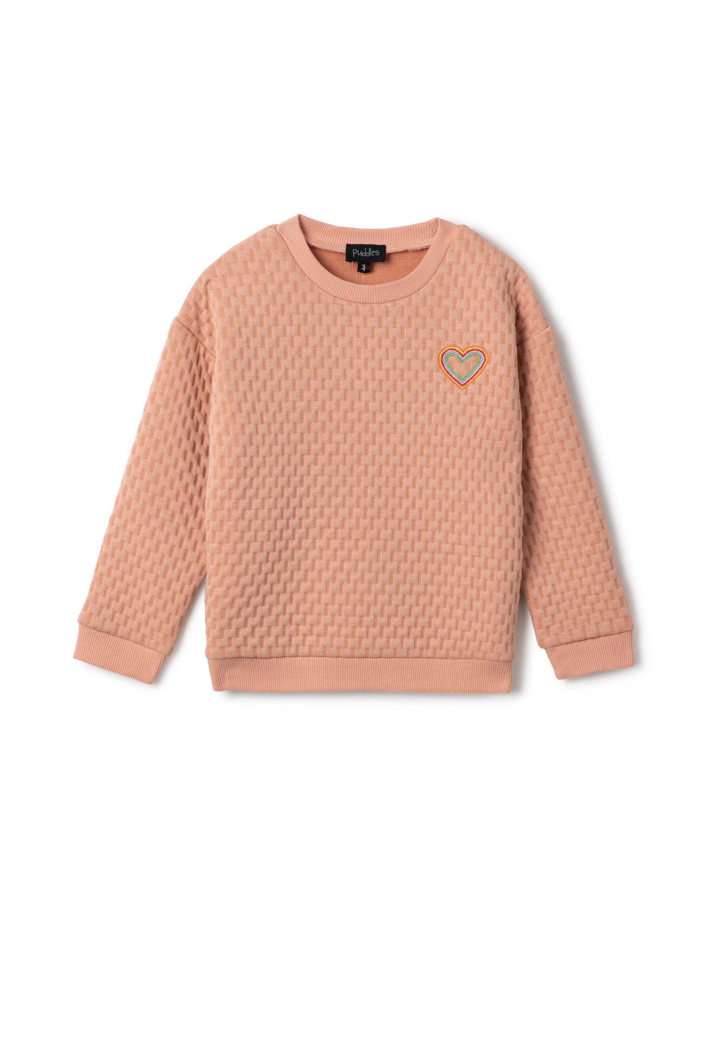 Quilted Smiley Love Sweatshirt Pink