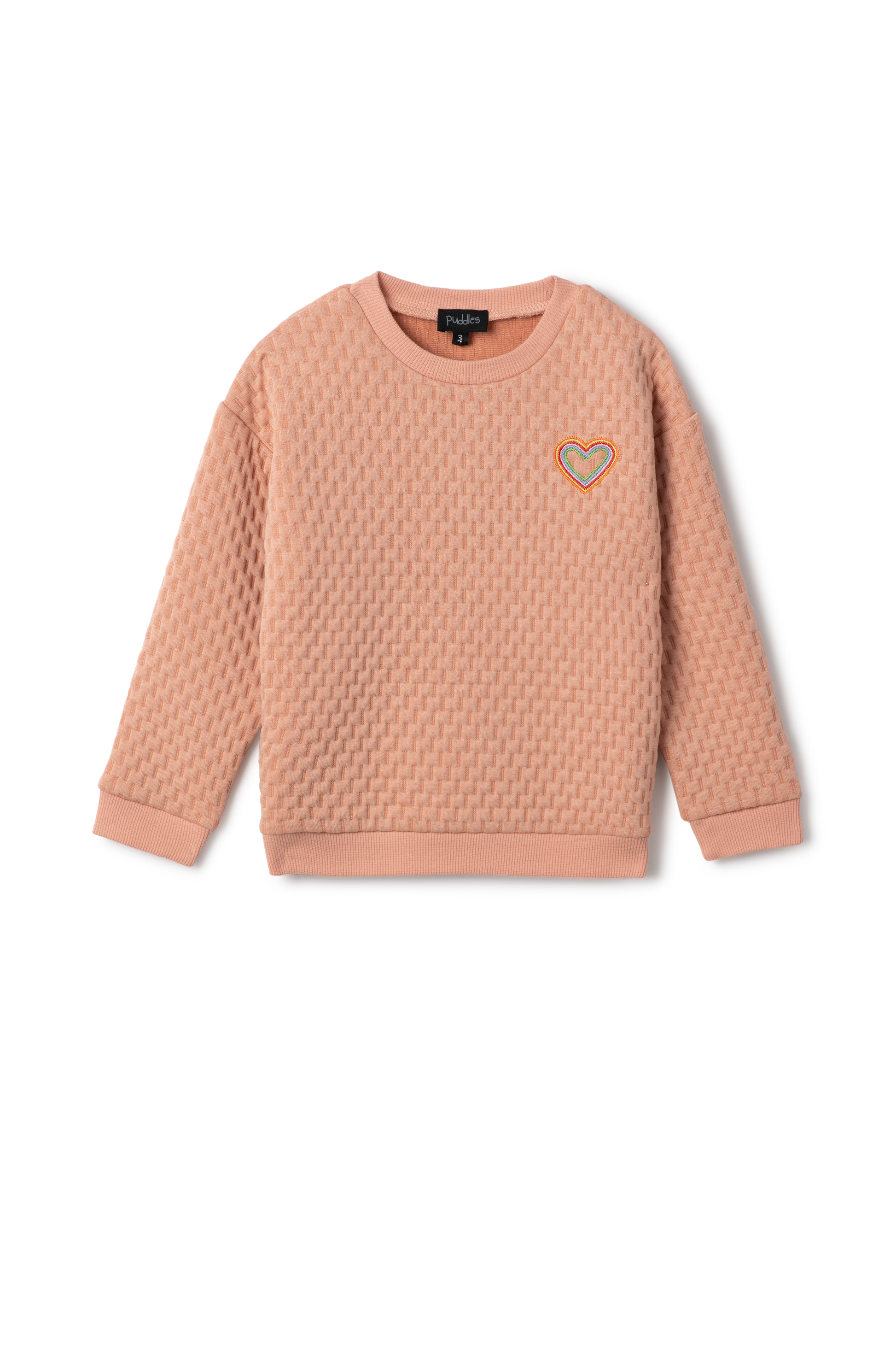 Quilted Smiley Love Sweatshirt Pink