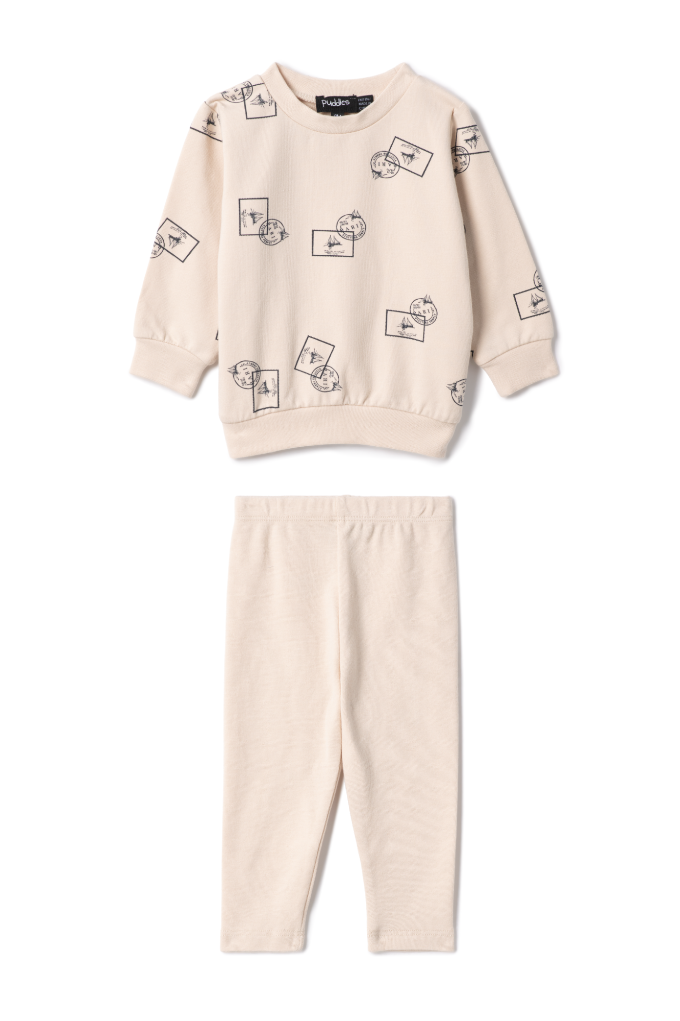 Stamp Print 2Pc Set Dark Almond Blue