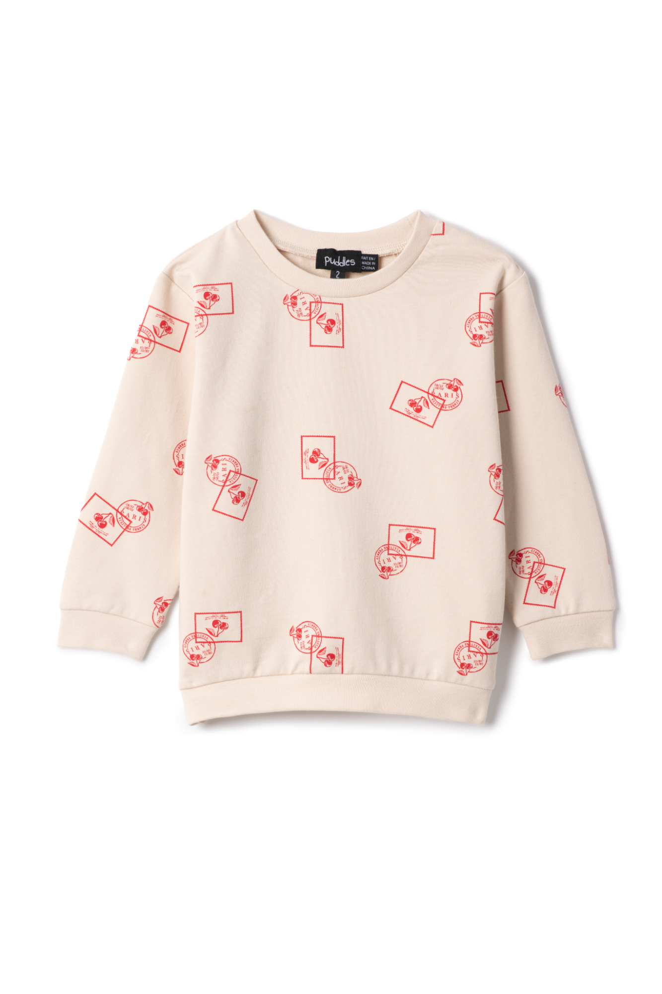 Stamp Print Sweatshirt Dark Almond Red