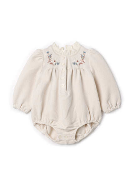 Velvet Embroidered Floral Bubble