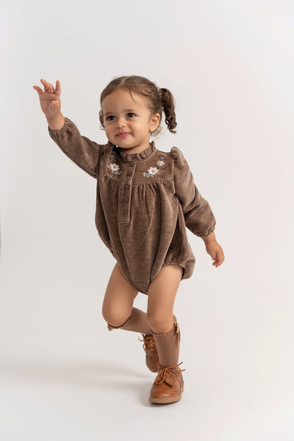 Velvet Embroidered Floral Bubble