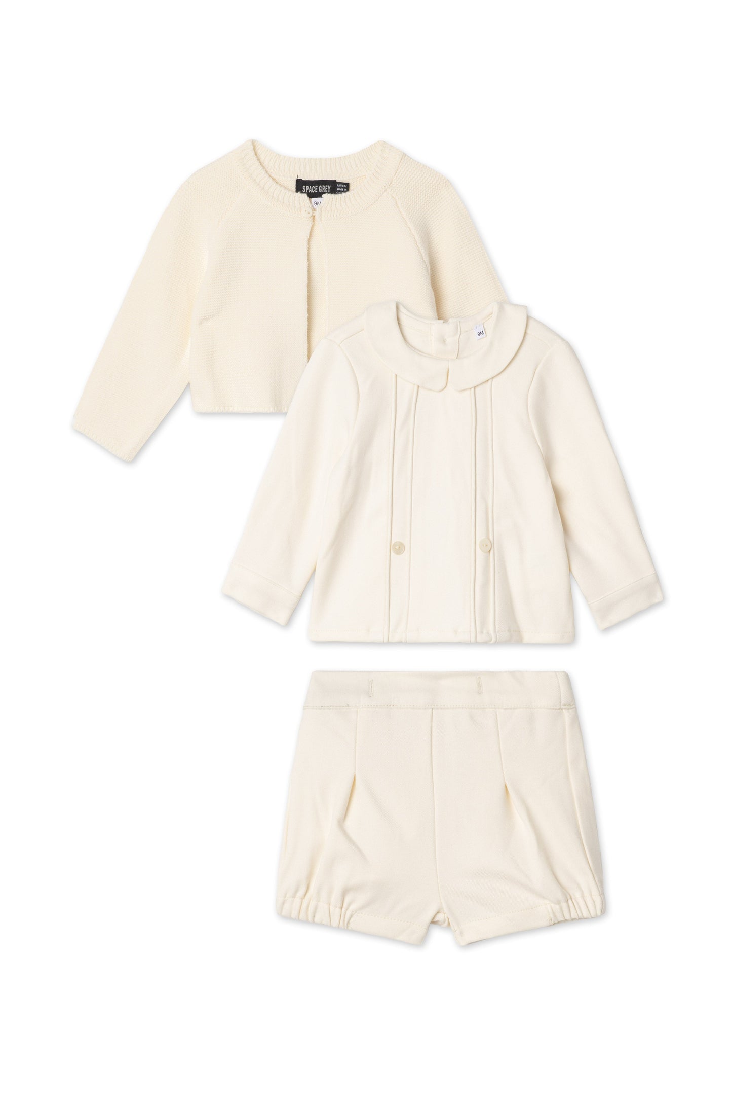 Woolen 2Pc Set with Cardigan Cream