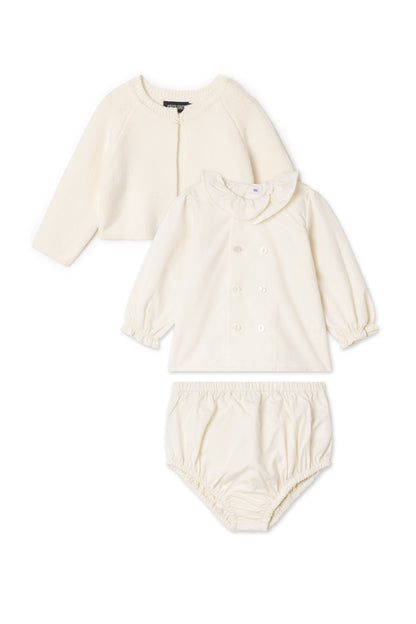 Woven 2Pc Set and Cardigan Cream