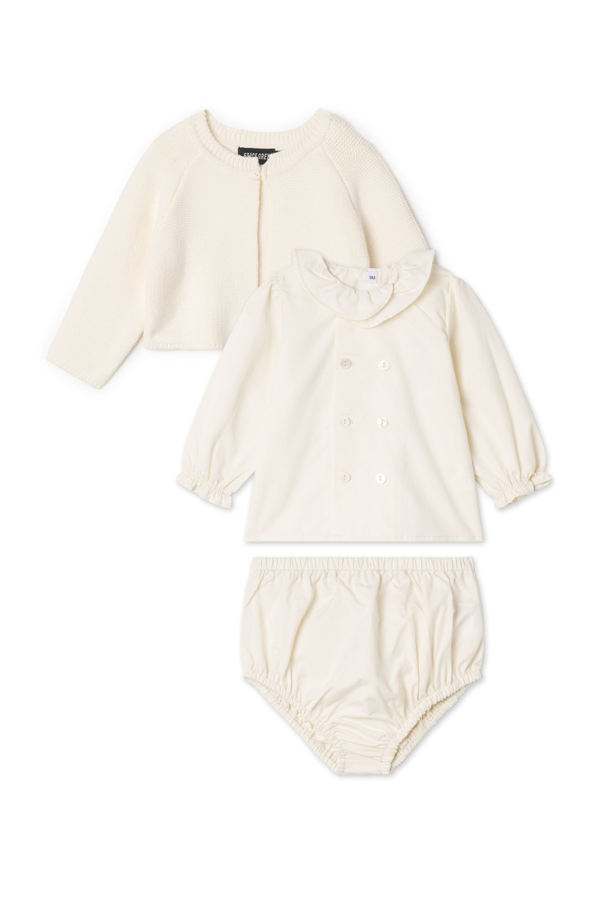 Woven 2Pc Set and Cardigan Cream