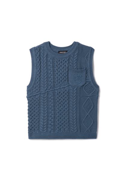 Crest Knitted Vest Blue