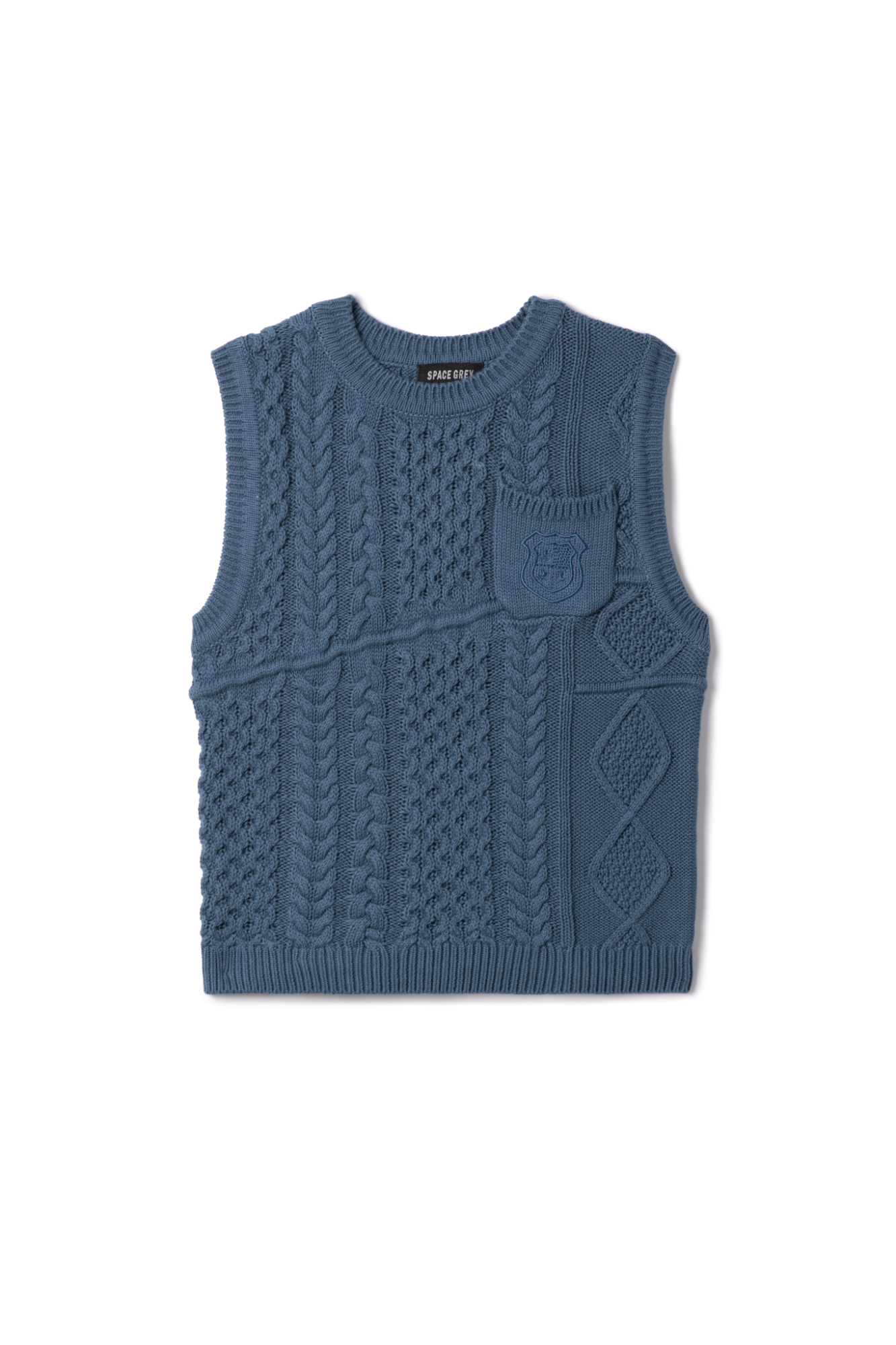 Crest Knitted Vest Blue