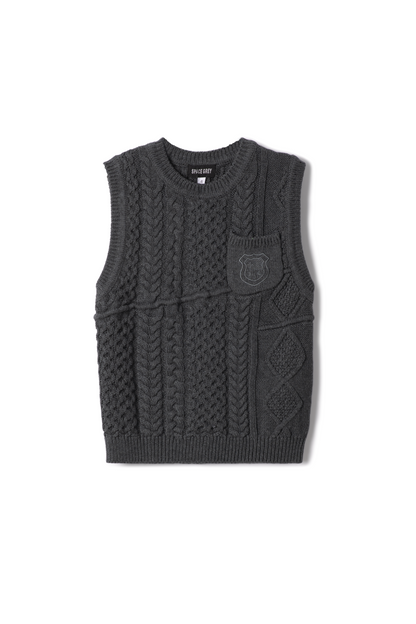Crest Knitted Vest Charcoal