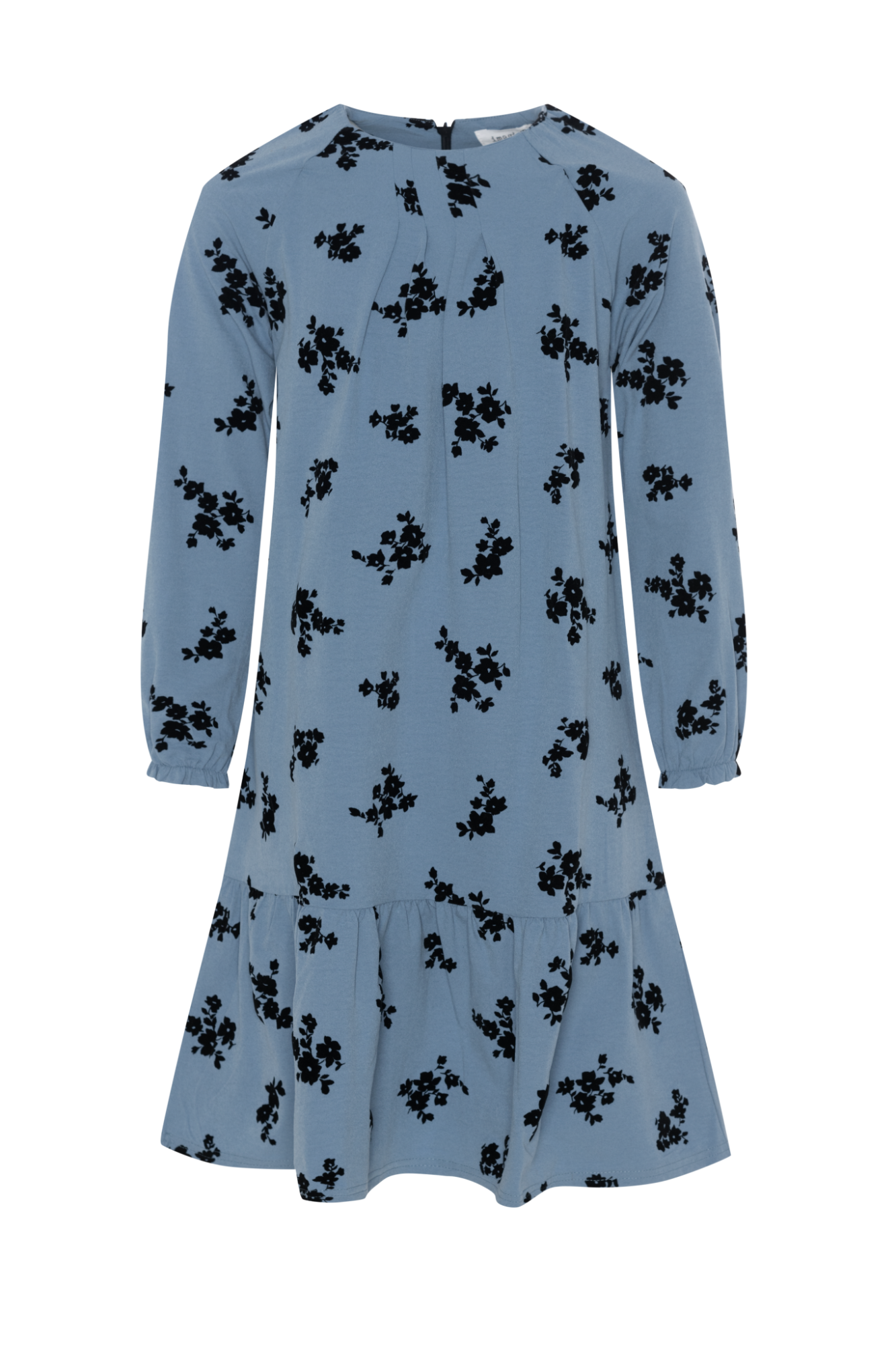 Flocked Floral Dress Blue