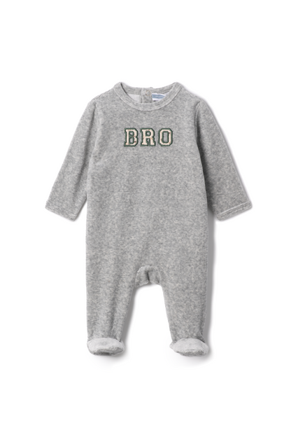 Bro Applique Onesie Grey Mix