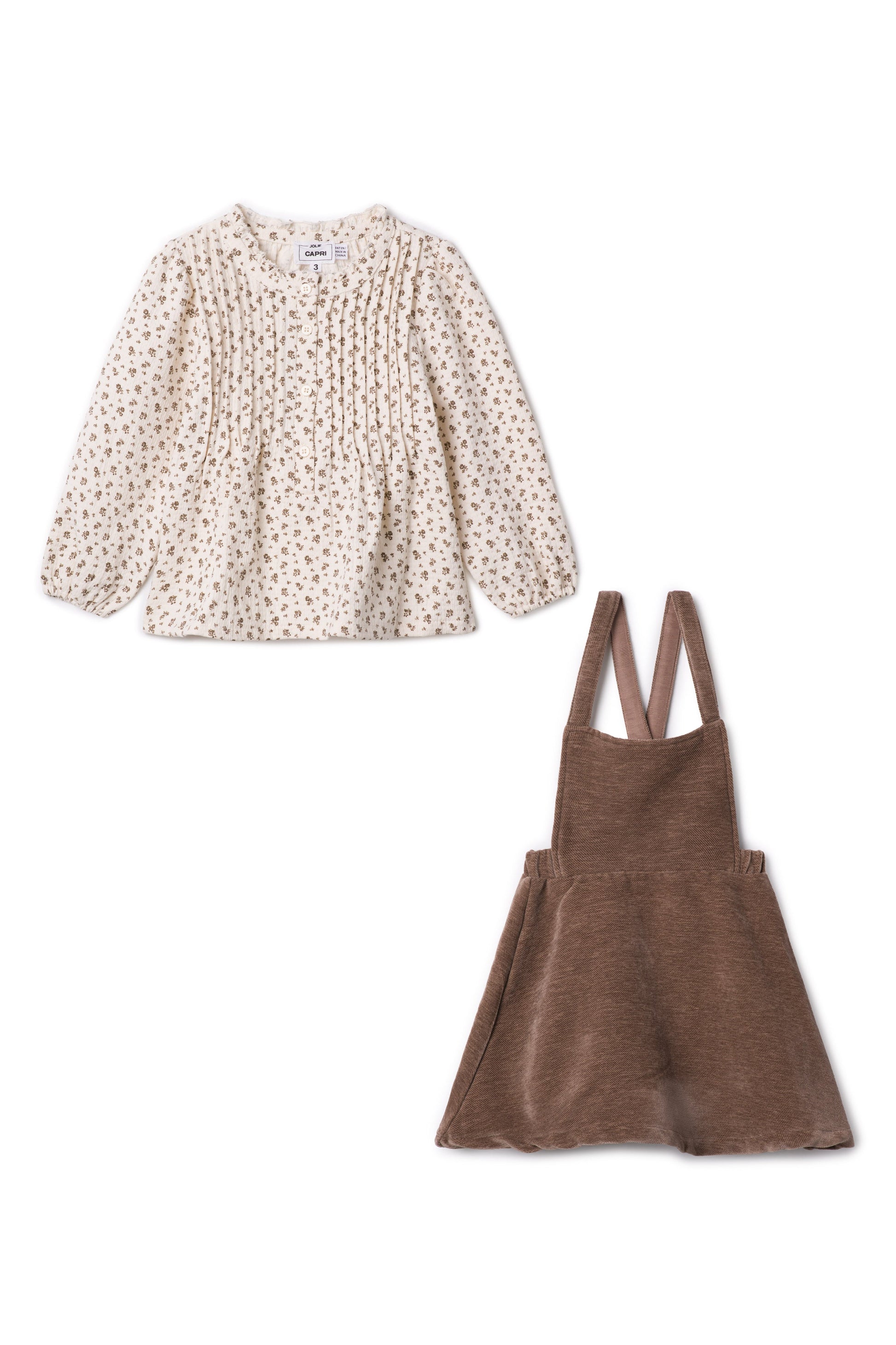 Floral Blouse with Jumper Beige