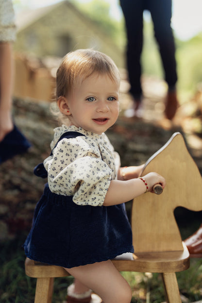Floral Blouse with Overalls