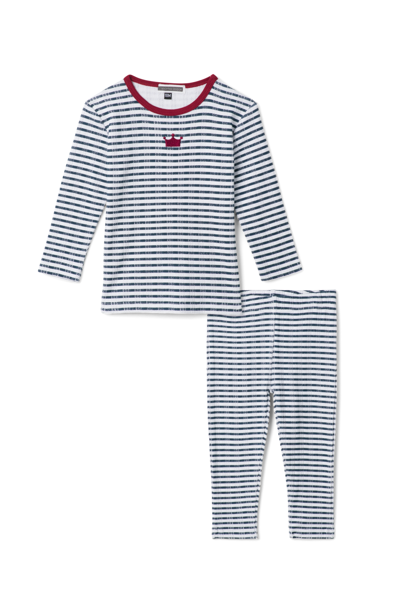 Striped Pointelle 2Pc Set Navy