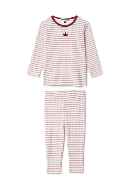 Striped Pointelle 2Pc Set Rose