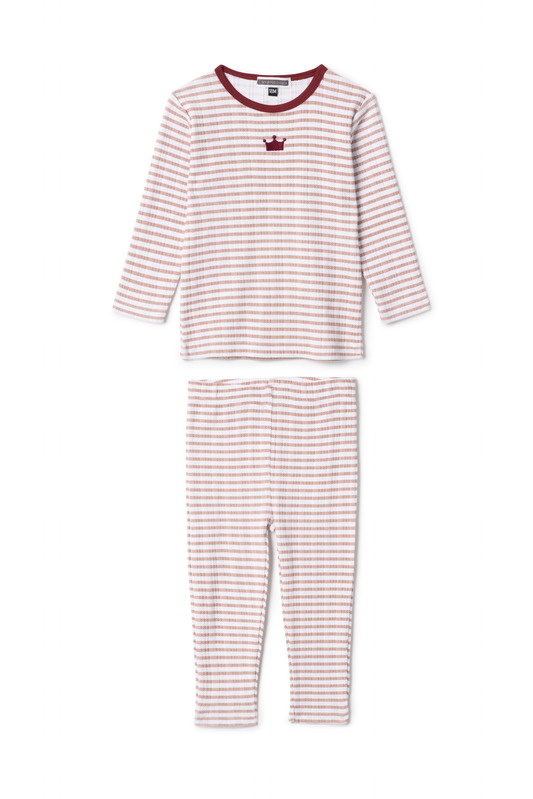 Striped Pointelle 2Pc Set Rose