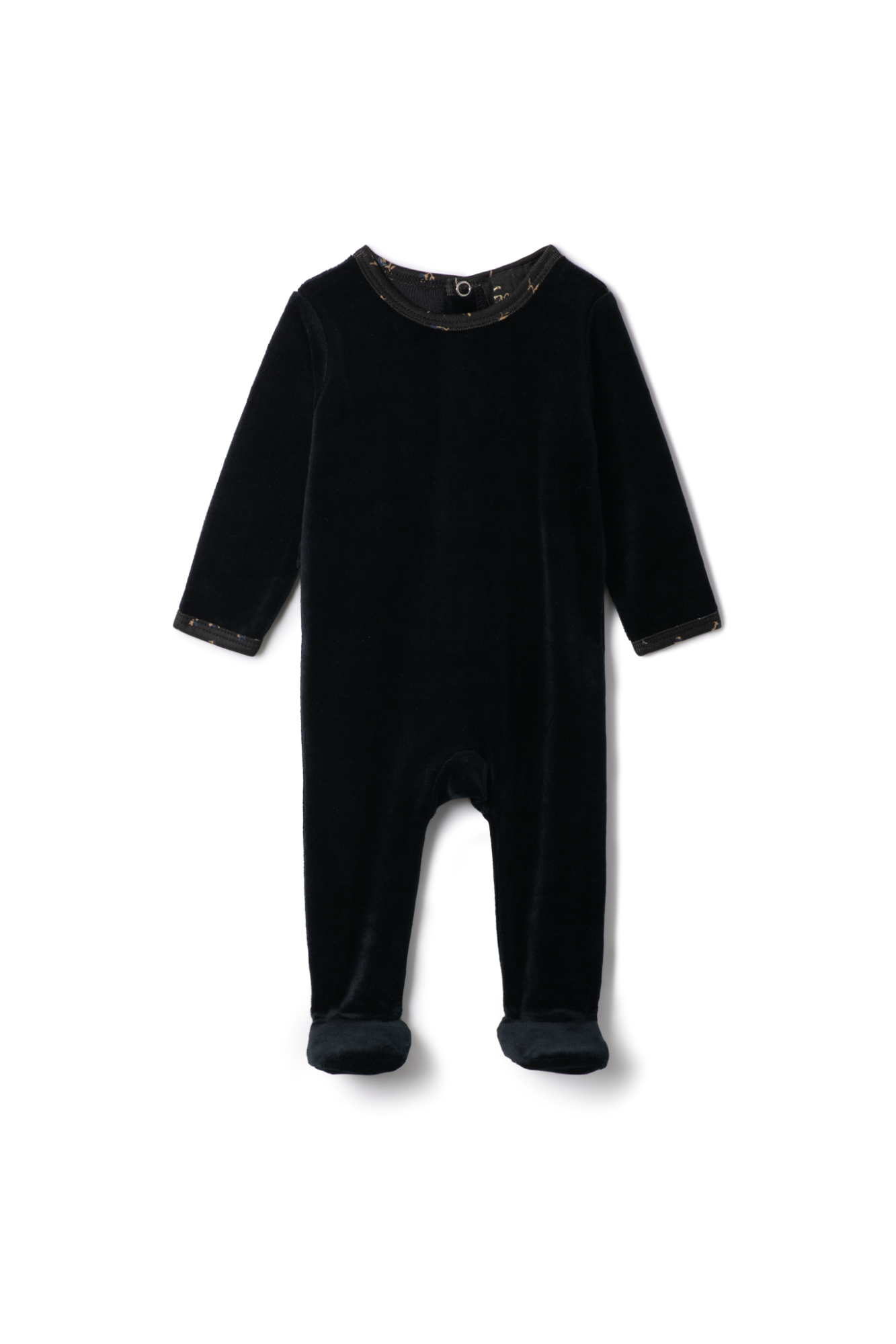 Velour Printed Onesie Black