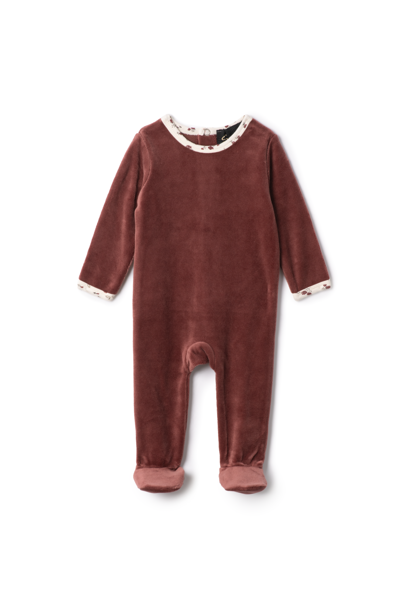 Velour Printed Onesie Brick