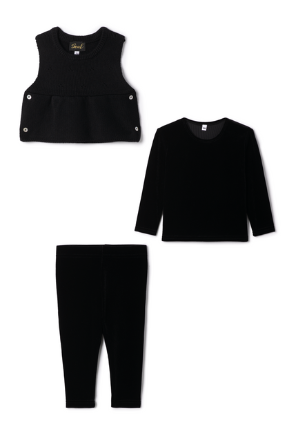 Slinky Velour 3Pc Set Black Black