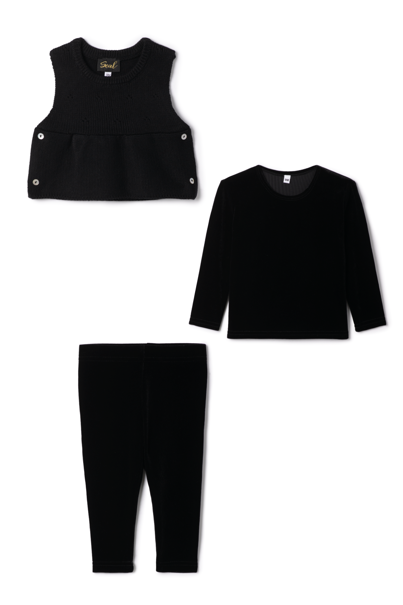 Slinky Velour 3Pc Set Black Black