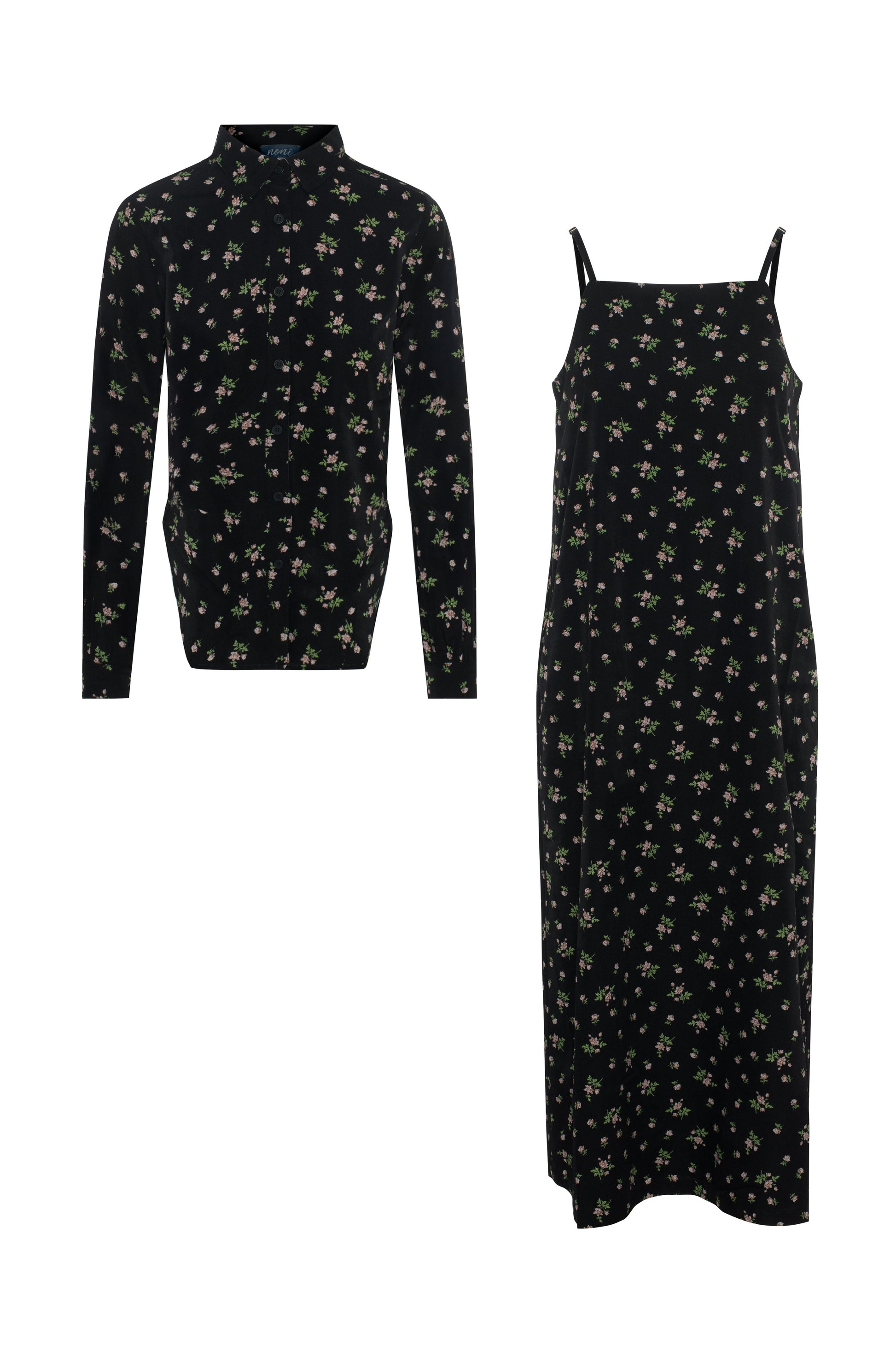 Satin Printed Jumper and Top Black