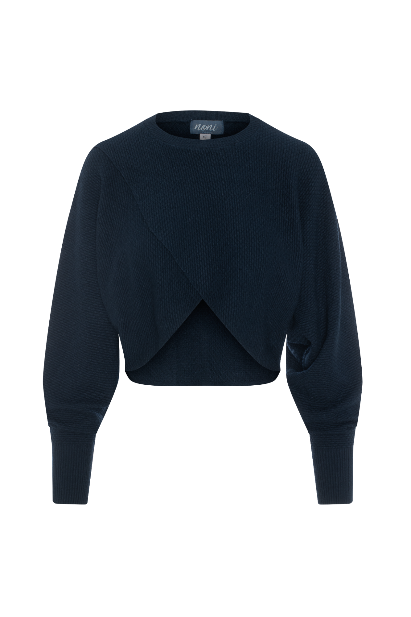 Textured Knit Wrap Sweater Midnight Blue