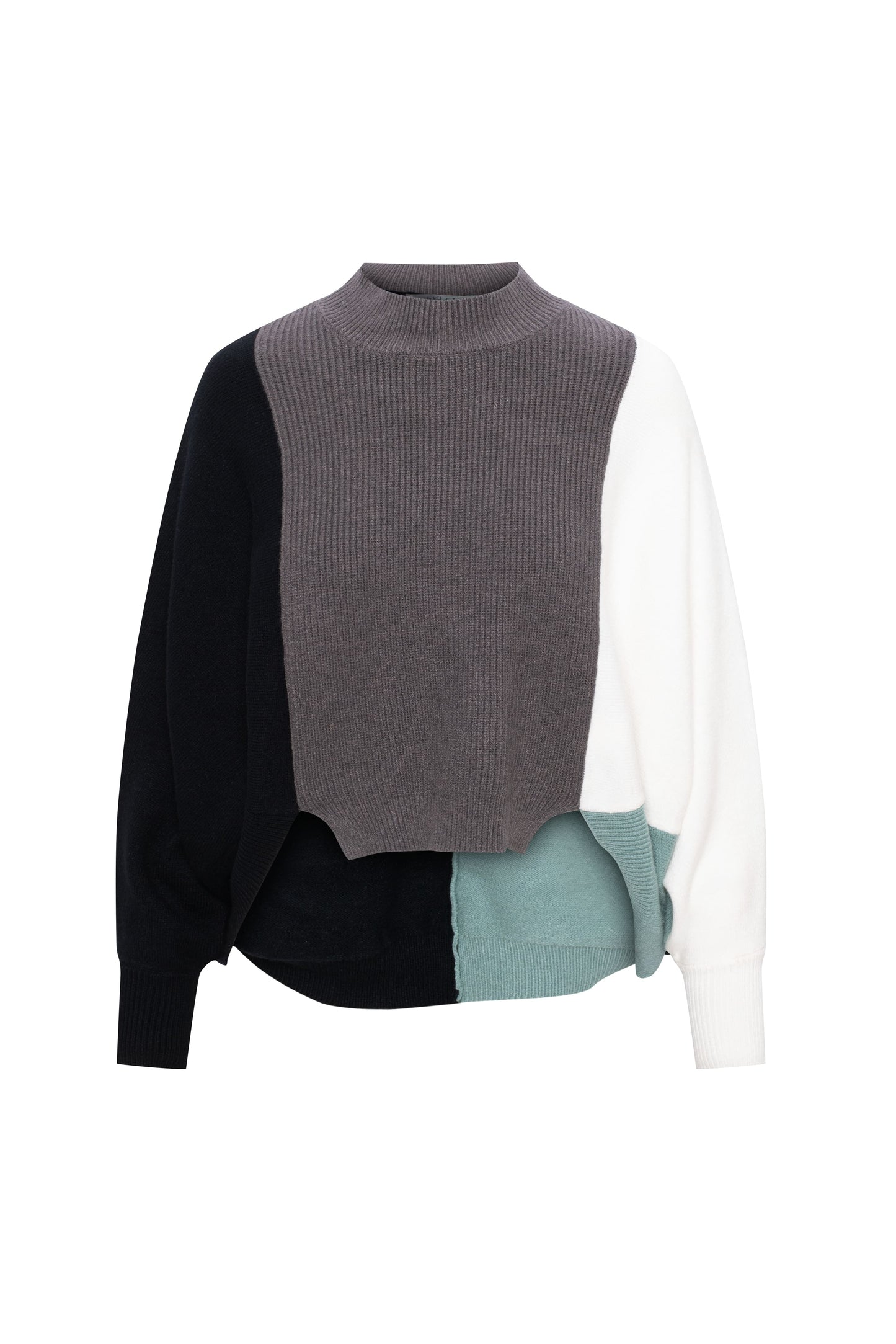 Color Blocked Sweater Black Light Sage