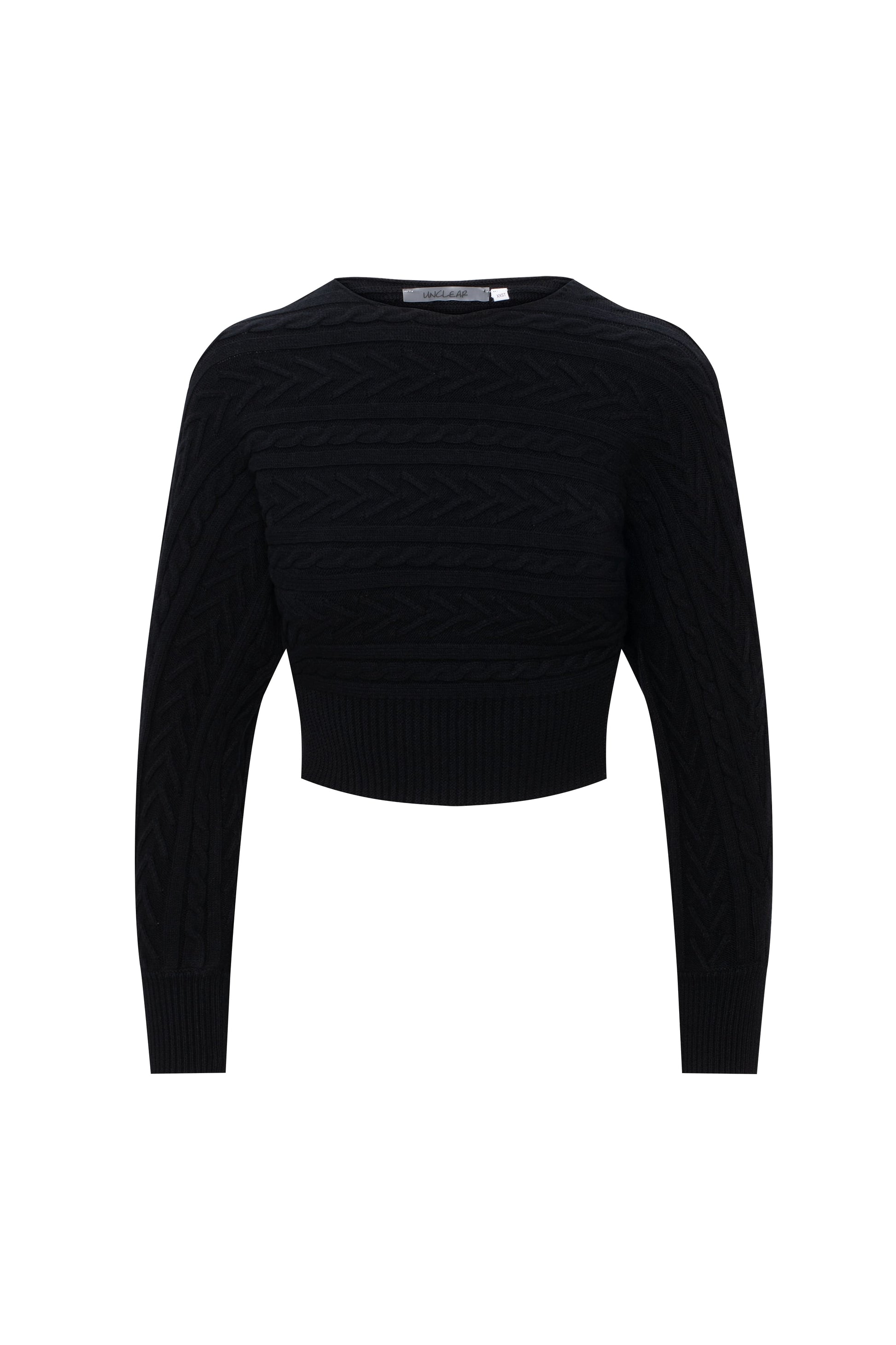 Cable Knit Cropped Sweater Black