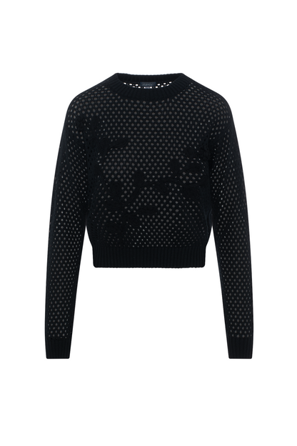 Floral Emboriderered Sweater Black
