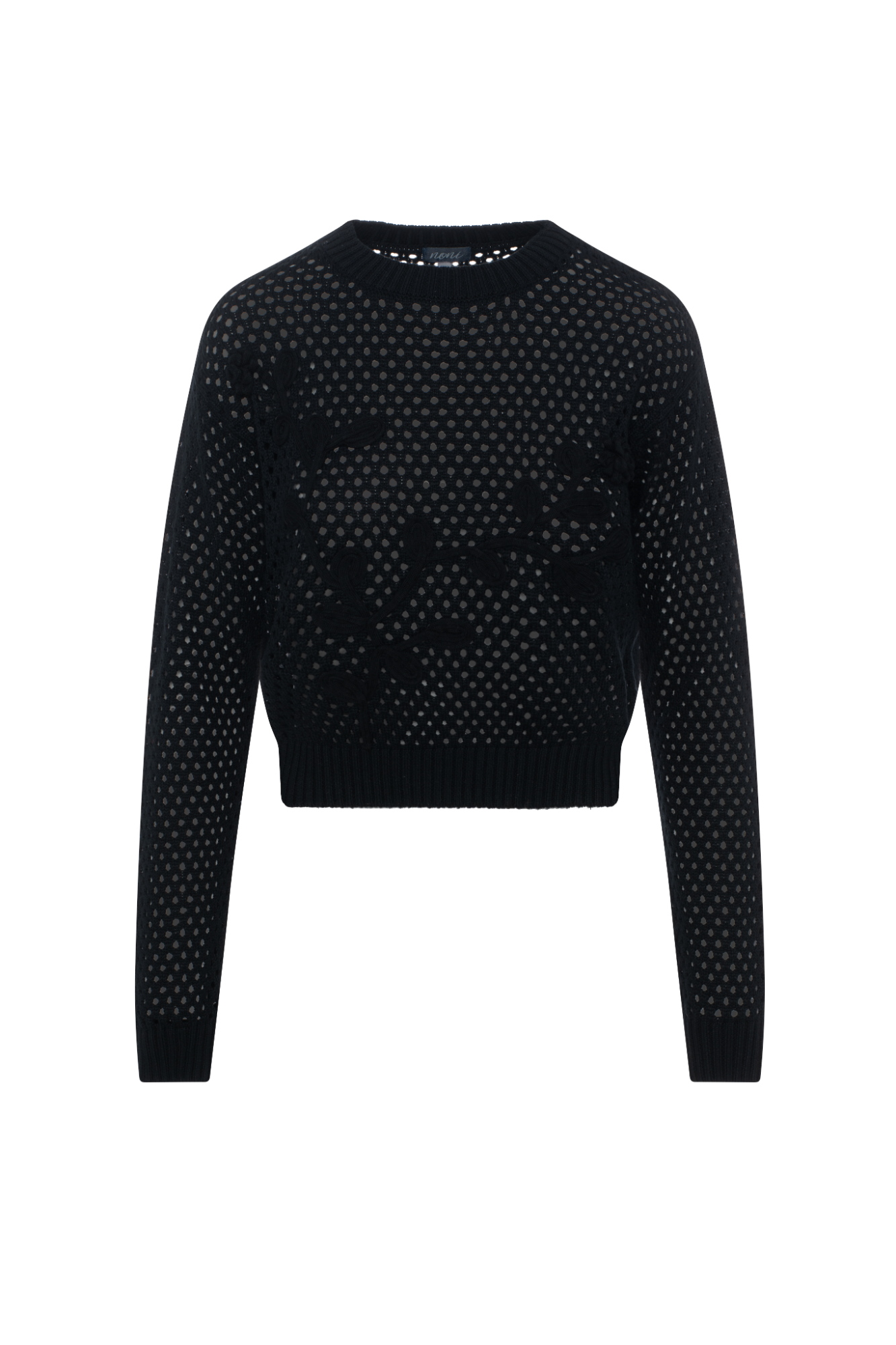 Floral Emboriderered Sweater Black