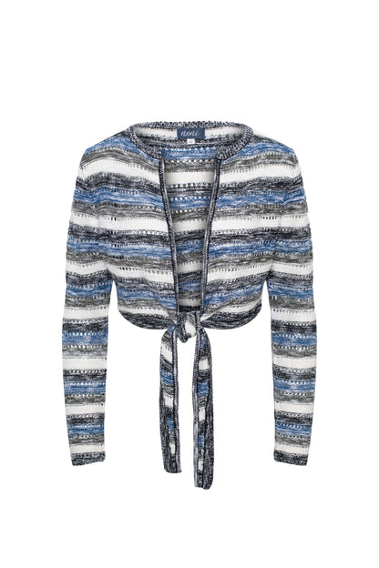 Crochet Cropped Cardigan Black Blue Belle Multi