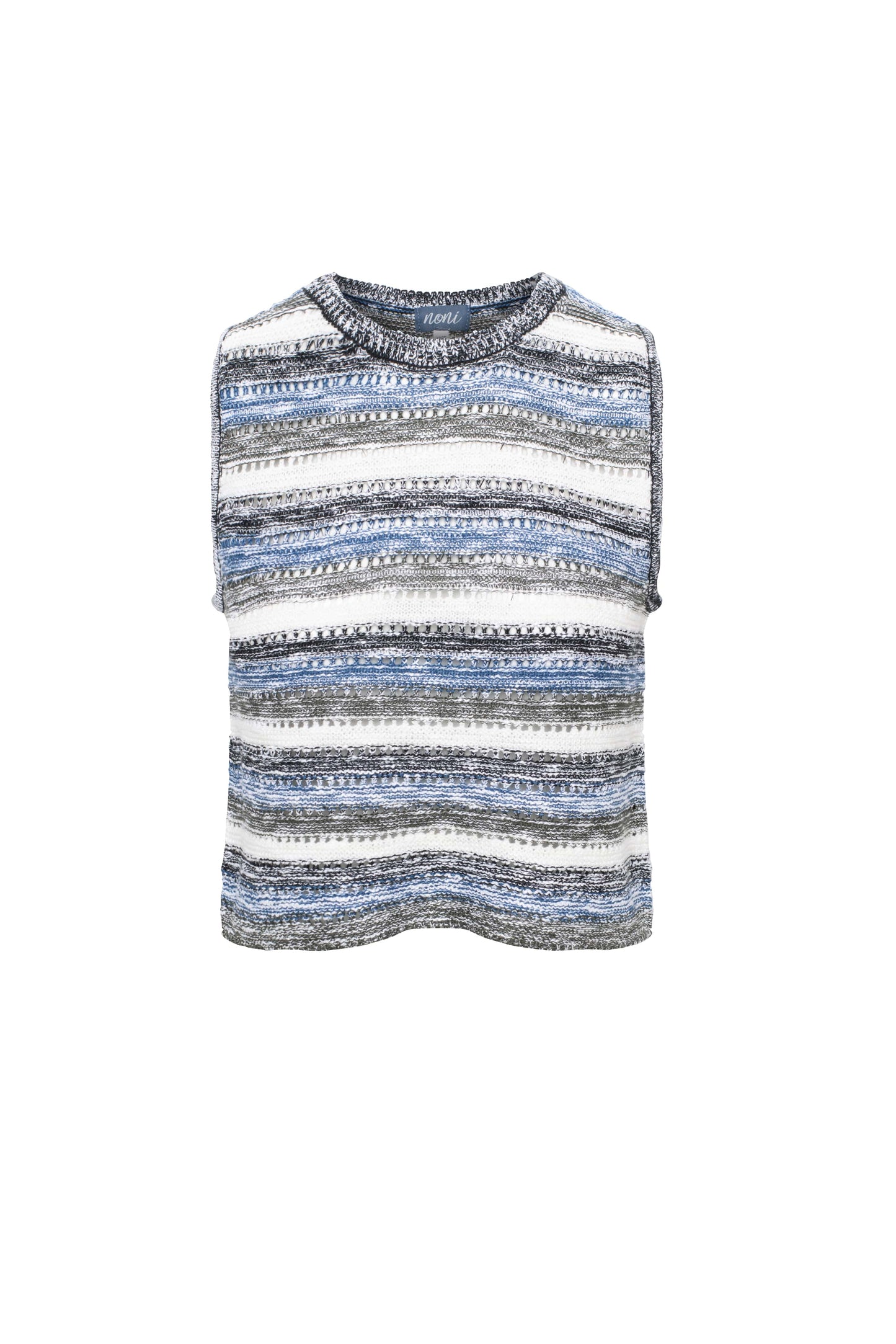 Crochet Cropped Vest Black Blue Belle Multi