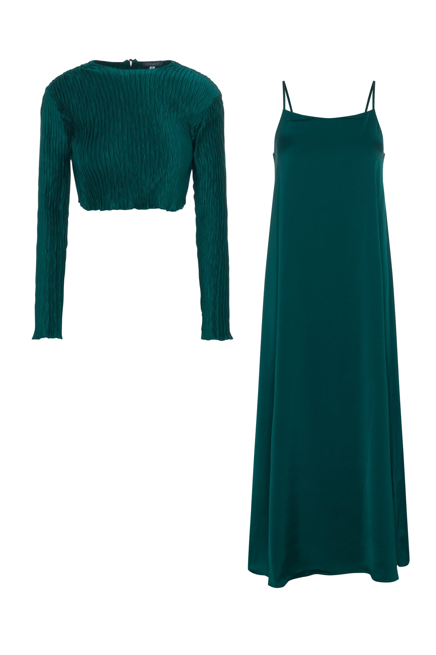 Slip Dress with Cropped Top Green