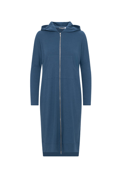 Zip Up Hoodie Dress Blue
